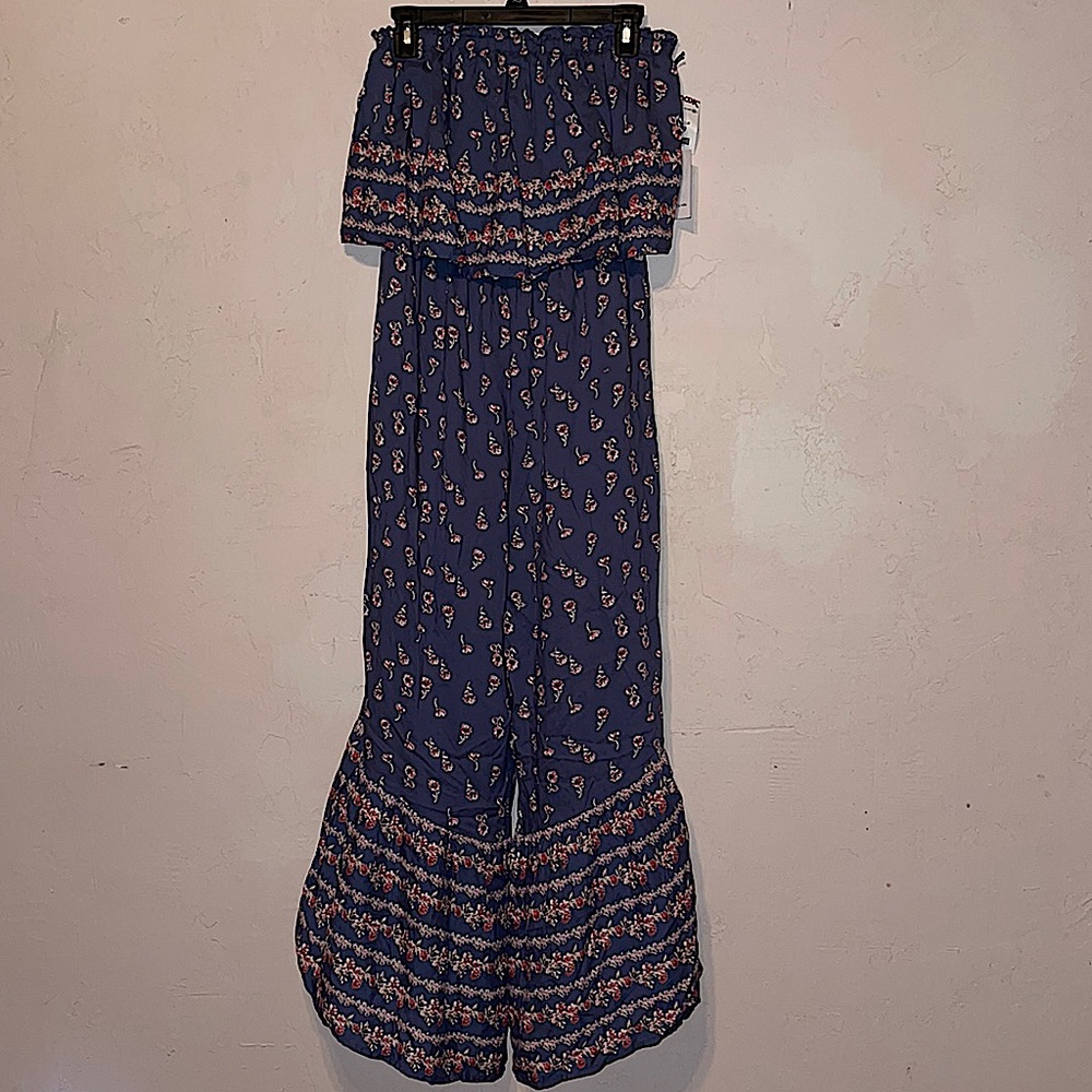 NWT Blue wide leg romper by Japna